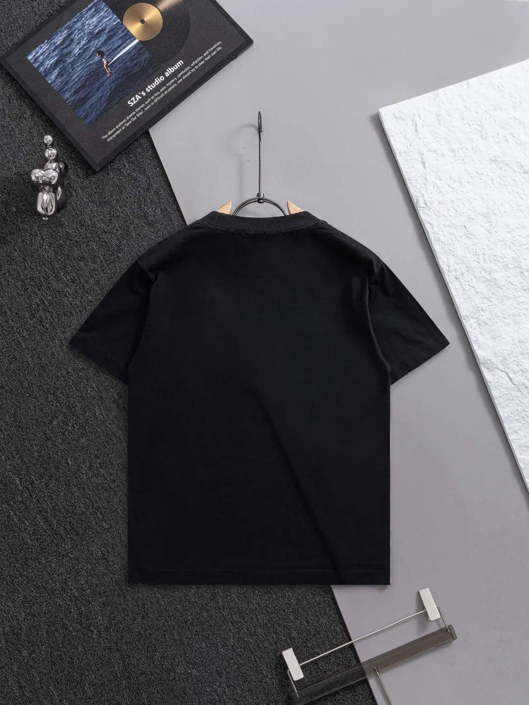 P100✨🔥 [BALENCIAGA] 2026FW short-sleeved T-shirt Premium 26s double yarn 300g fabric embroidery fraying process Color: Black White Red Size: S M L XL 2XL